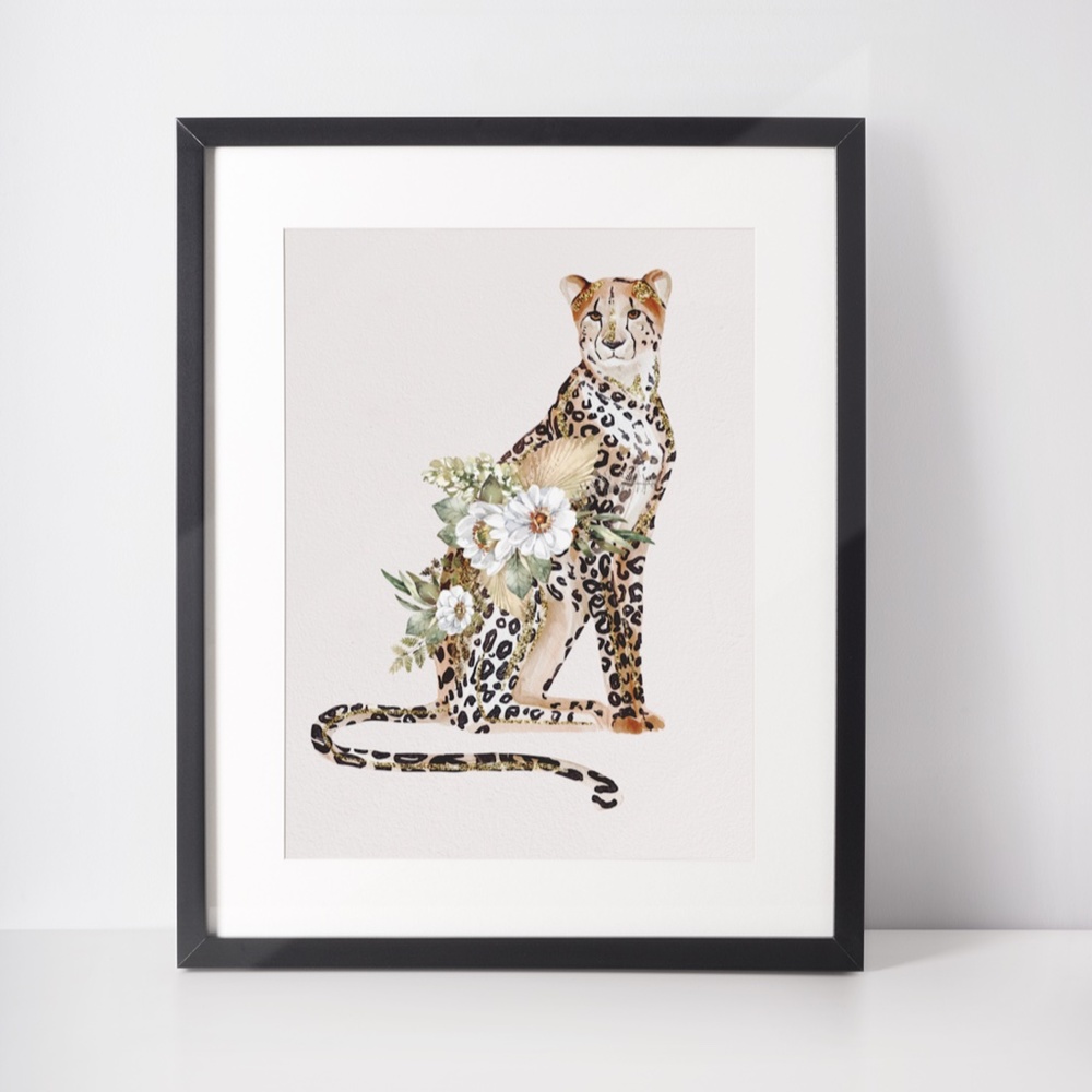 Cheetah Watercolor Illustration Wall Art Print Poster Unframed - Picture 3 of 16